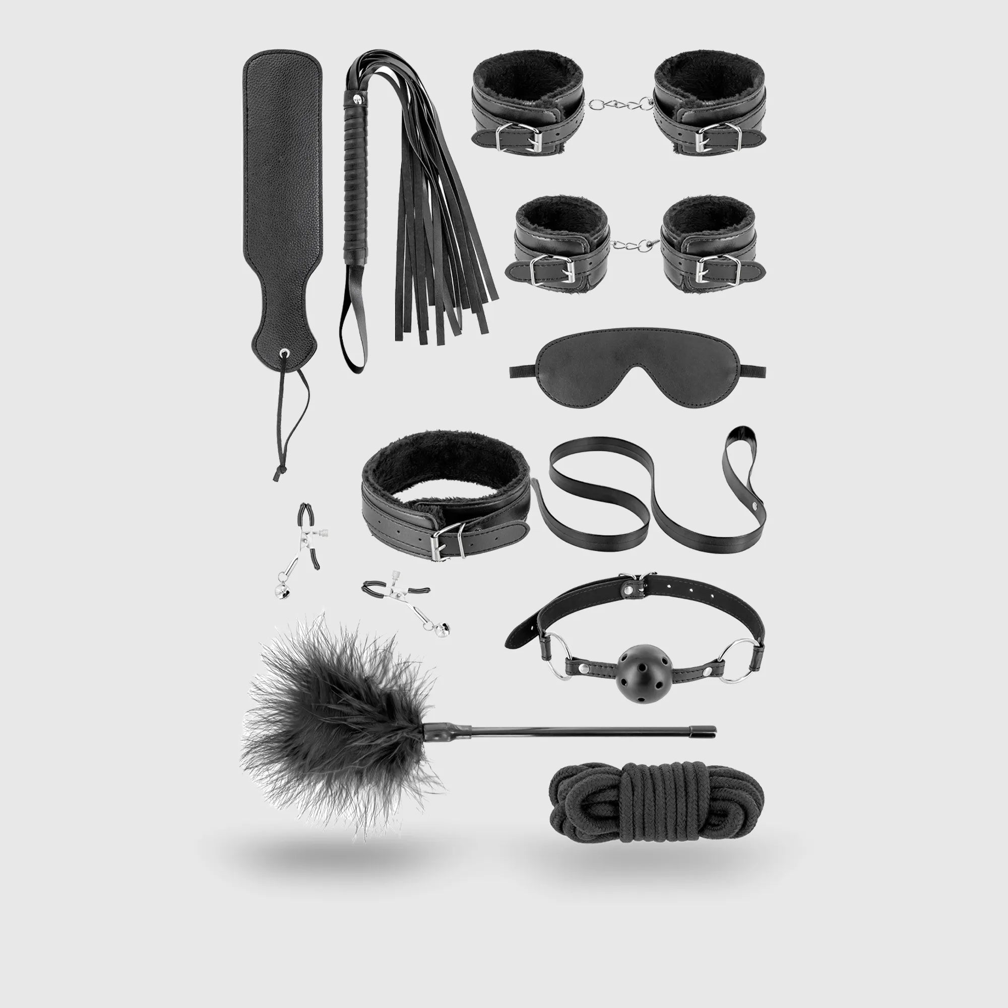 Coffret BDSM complet avec accessoires de bondage - 10 pièces variées
