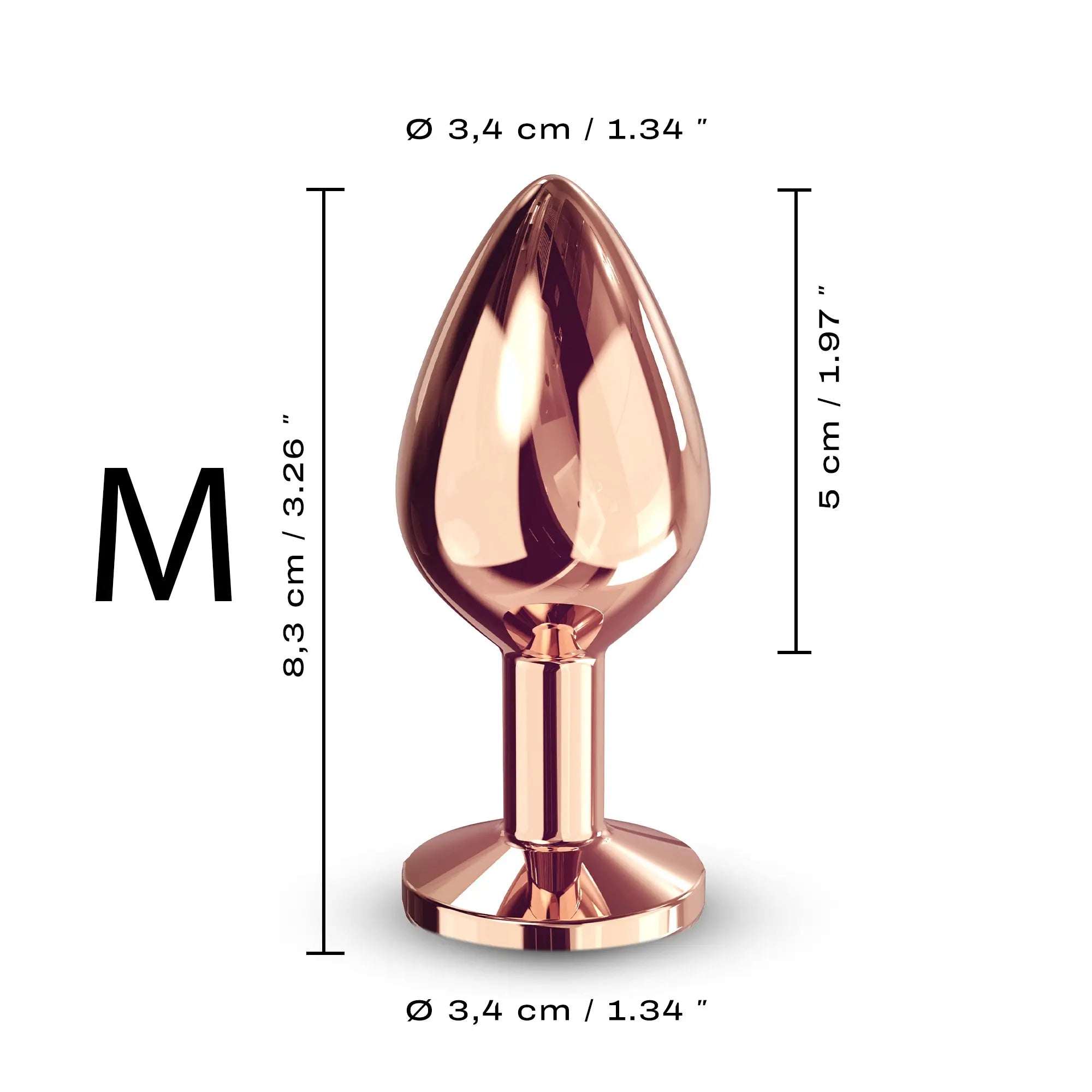 Schéma présentant la taille M du Diamond Plug rose gold, mettant en avant son design élégant
