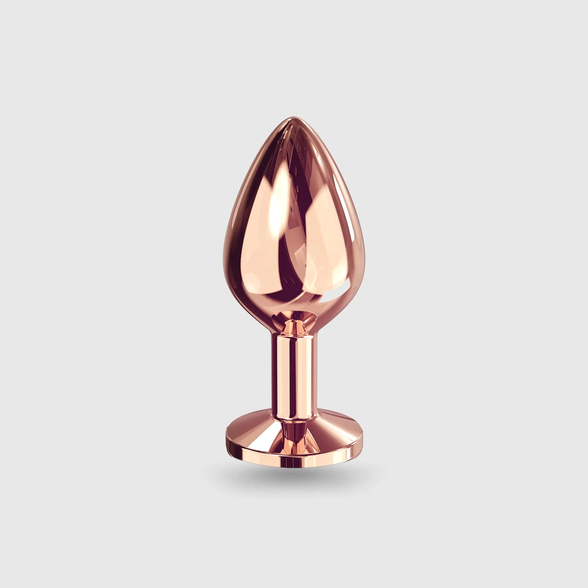 Plug anal métallique Diamond Plug en version rose gold, taille S, avec base scintillante