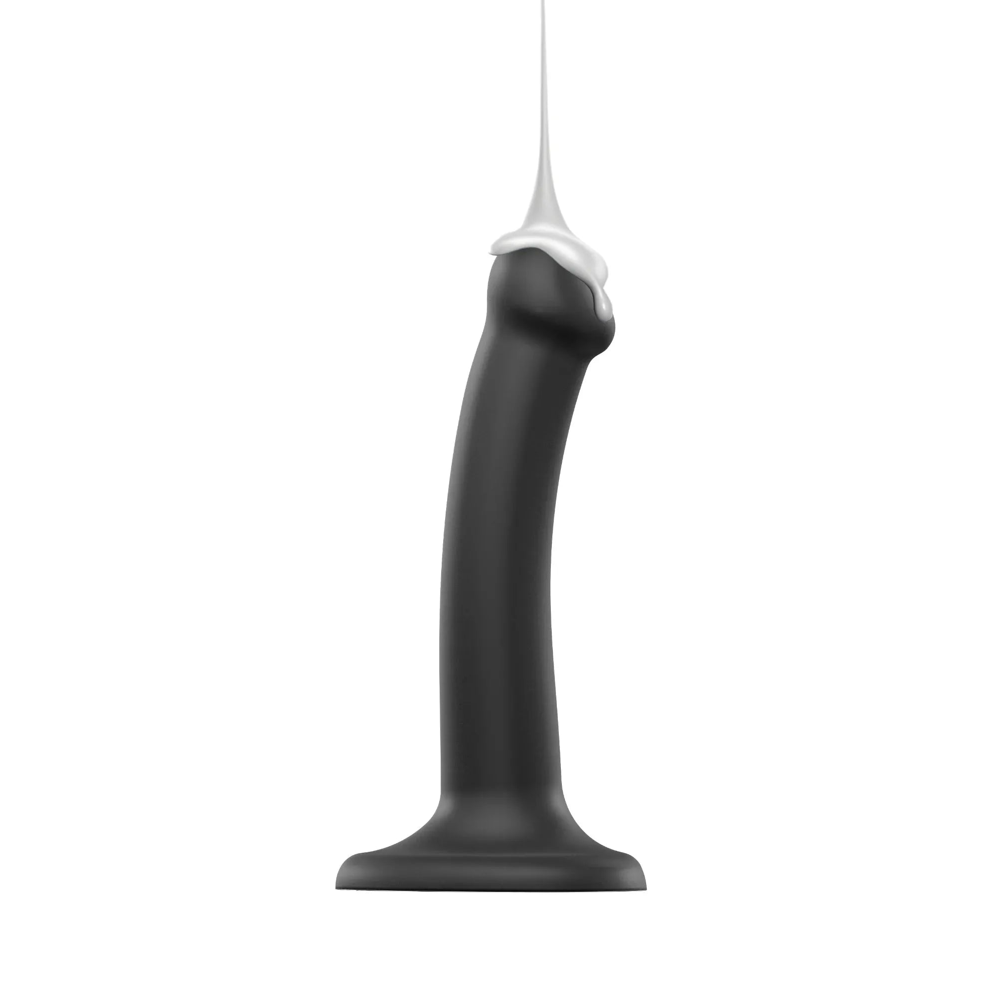 Gode en silicone noir avec base ventouse, effet réaliste et texture souple