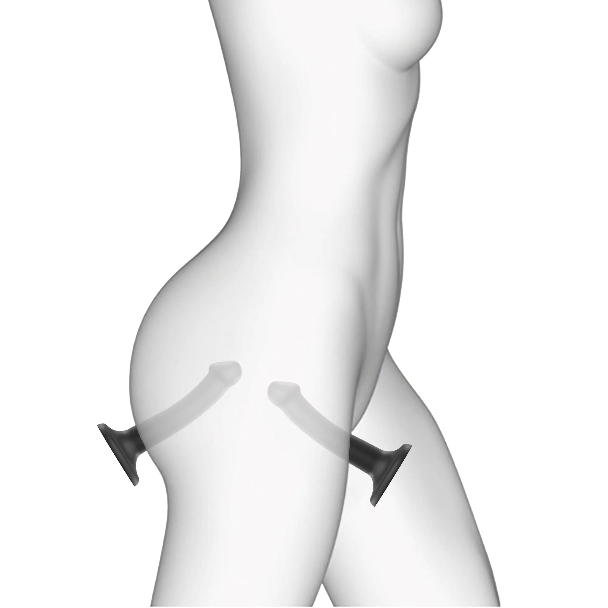 Illustration du gode en silicone avec ventouse, montrant sa flexibilité et son adaptation au corps