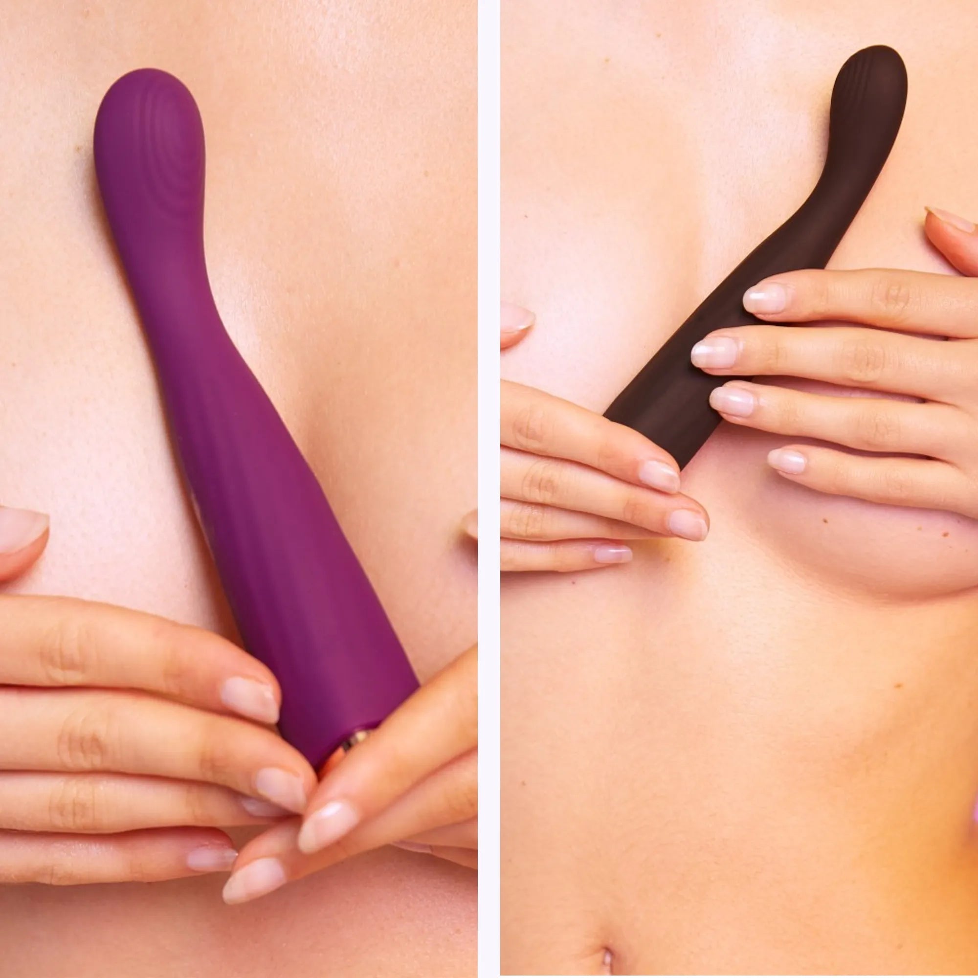Vibromasseur Feel Me en version violette et noire utilisé pour la stimulation des seins