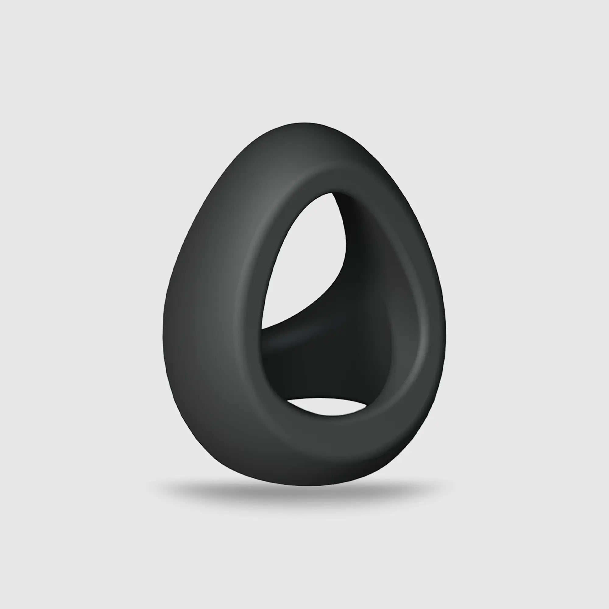 Vue du double anneau pénien FLUX RING en silicone noir, illustrant son design ergonomique