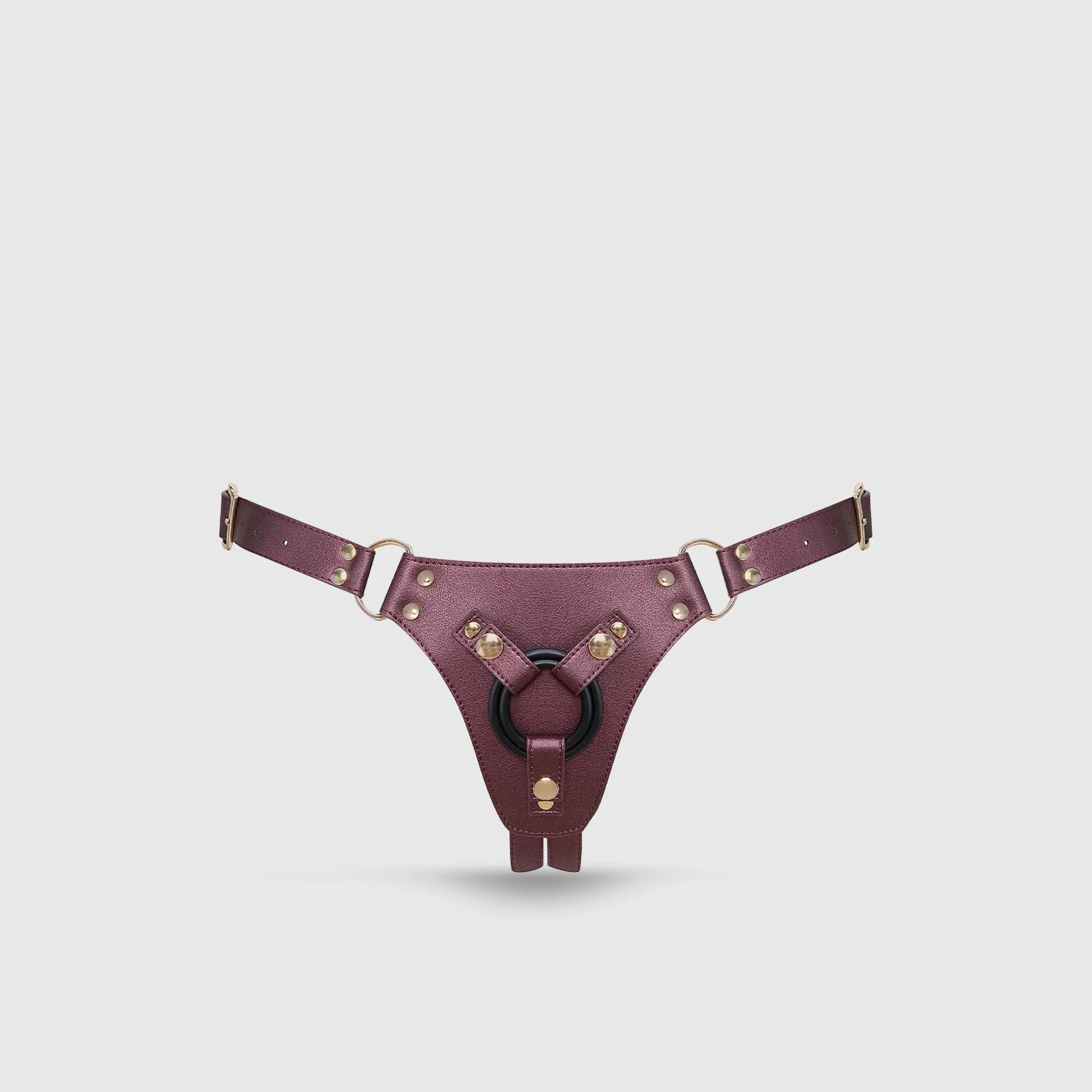 Harnais simple en simili cuir aubergine avec anneaux pour strap-on – Strap-On-Me