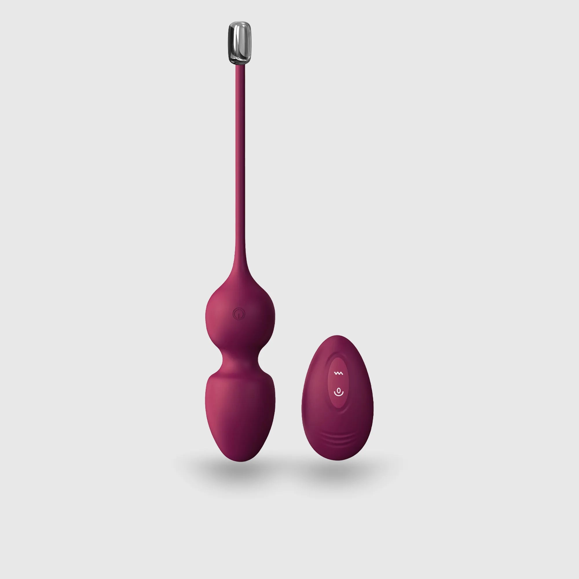 Vue verticale des Love Balls Plum, soulignant la forme en duo pour un meilleur renforcement musculaire