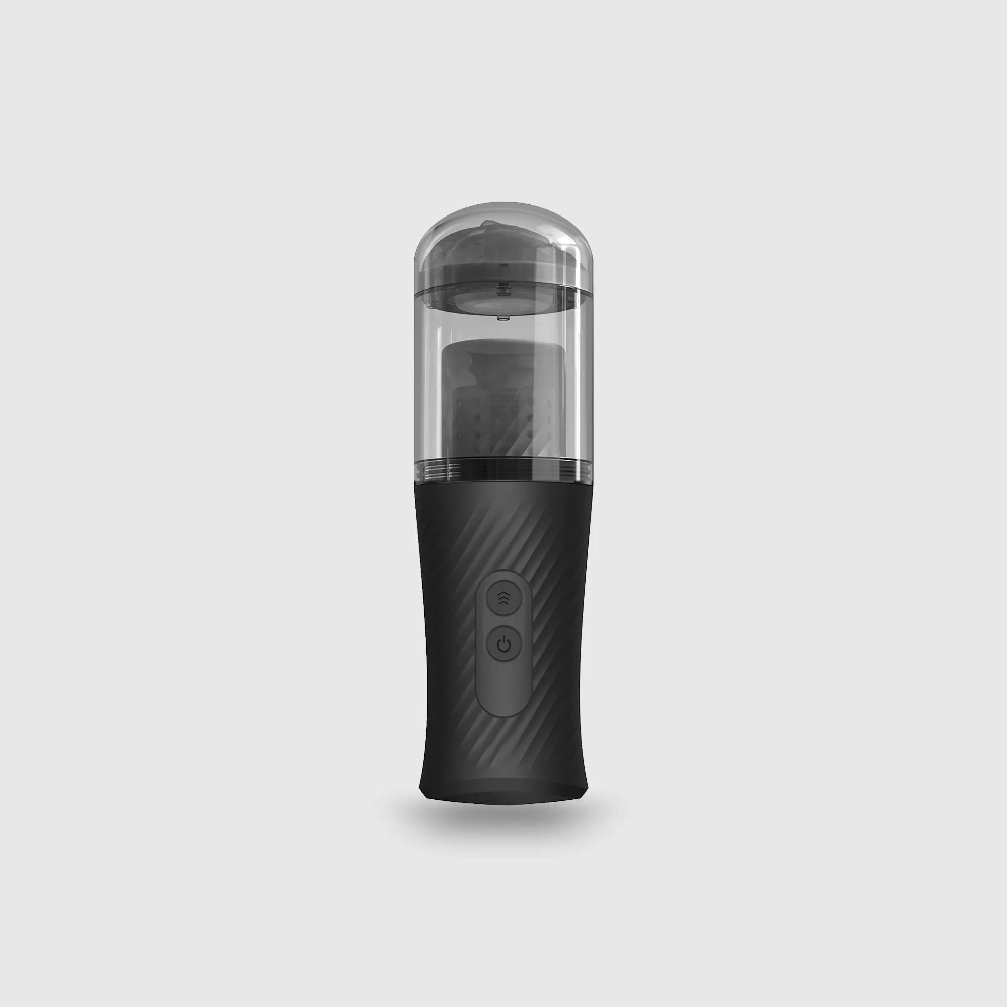 Vue avant du masturbateur automatique Thrust Blow avec son capot transparent.