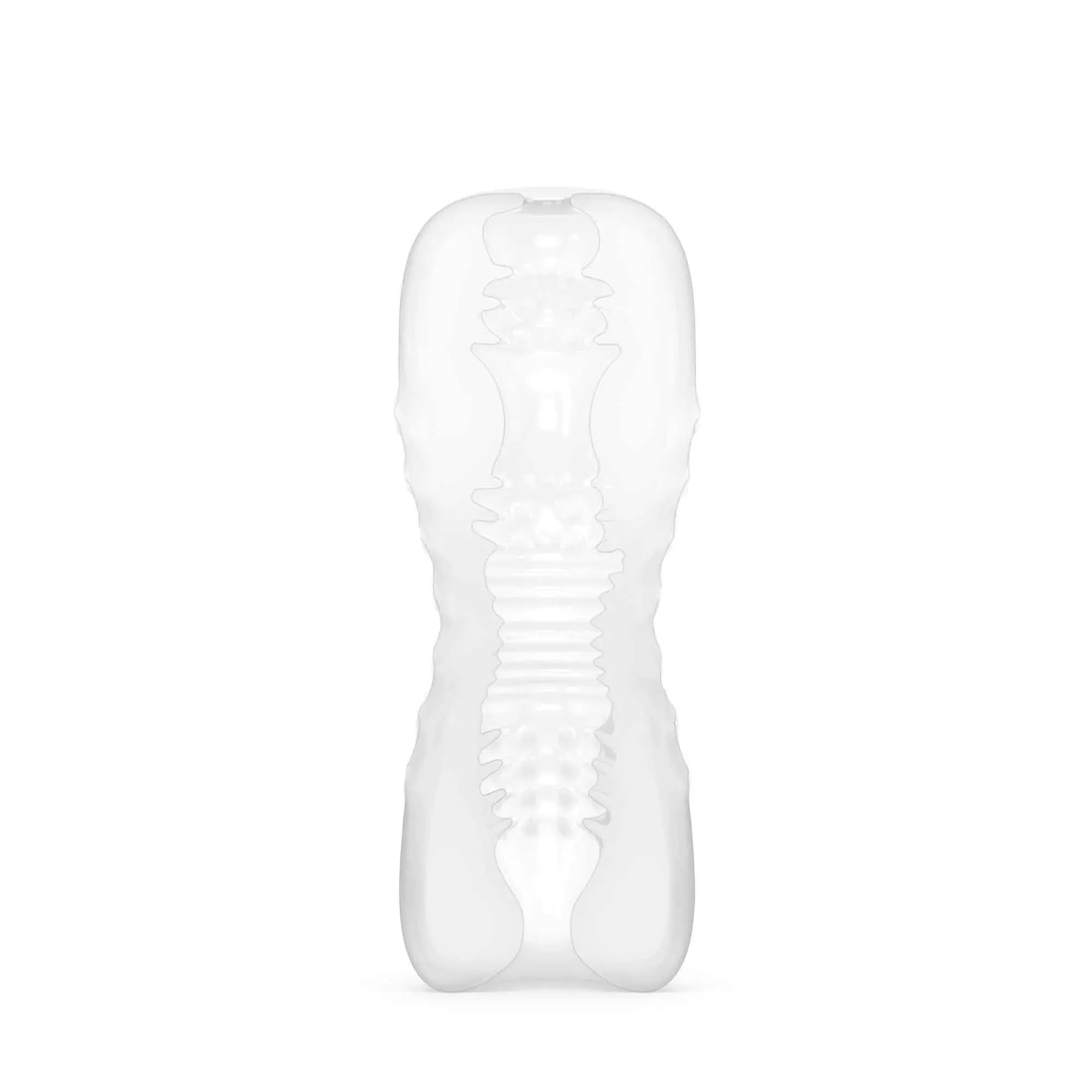 Masturbateur réaliste à double entrée transparent avec design interne texturé