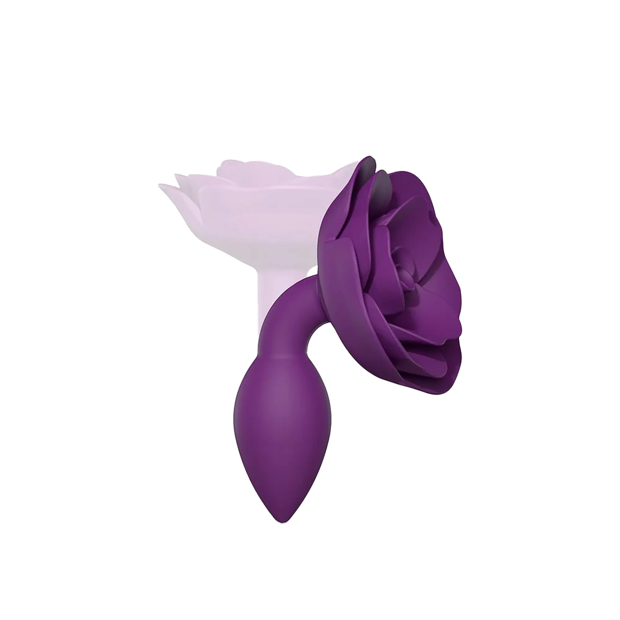 Plug anal en silicone taille s couleur prune avec base en forme de rose pour une pénétration douce et élégante