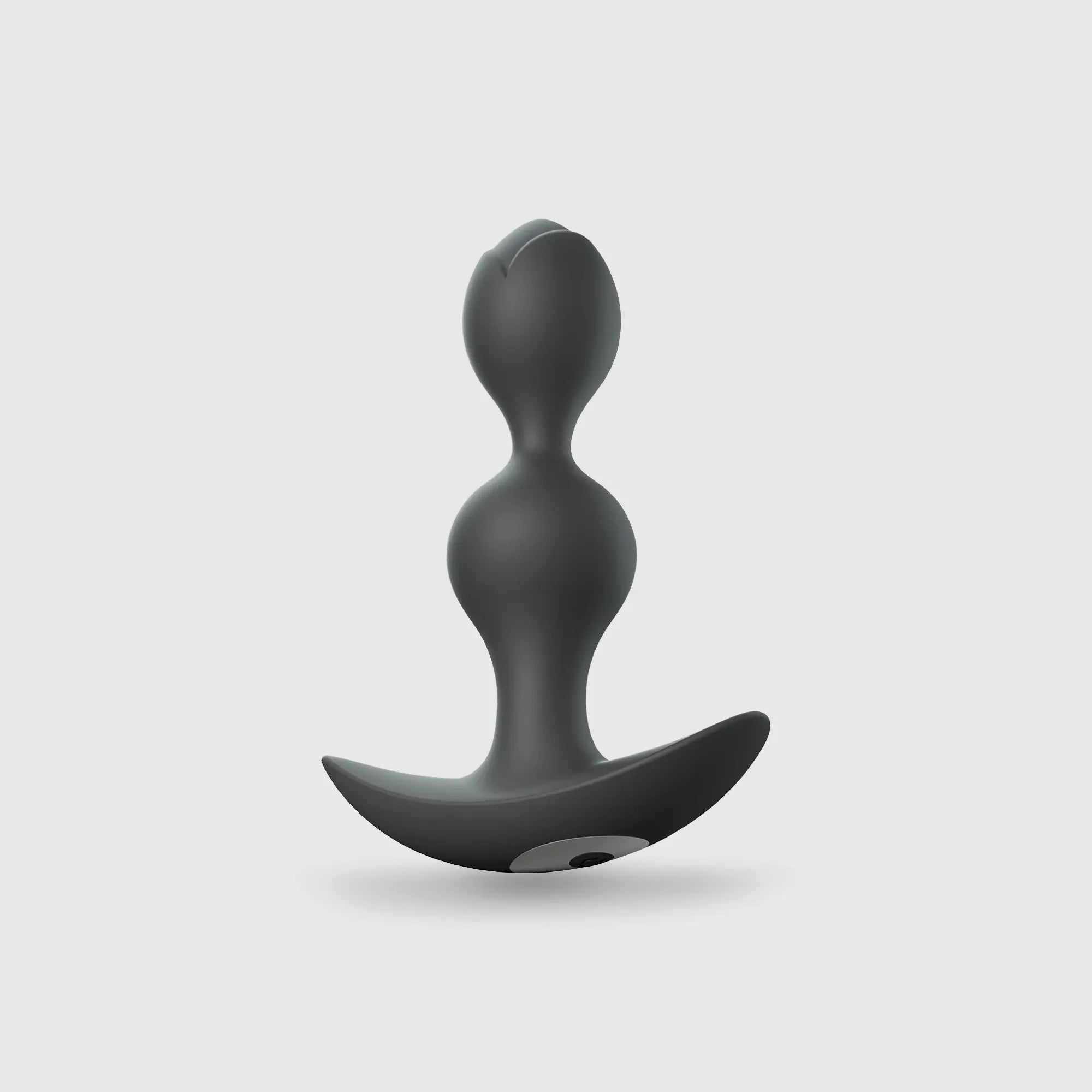 Plug anal vibrant Twinny Bud en silicone noir, vue de face