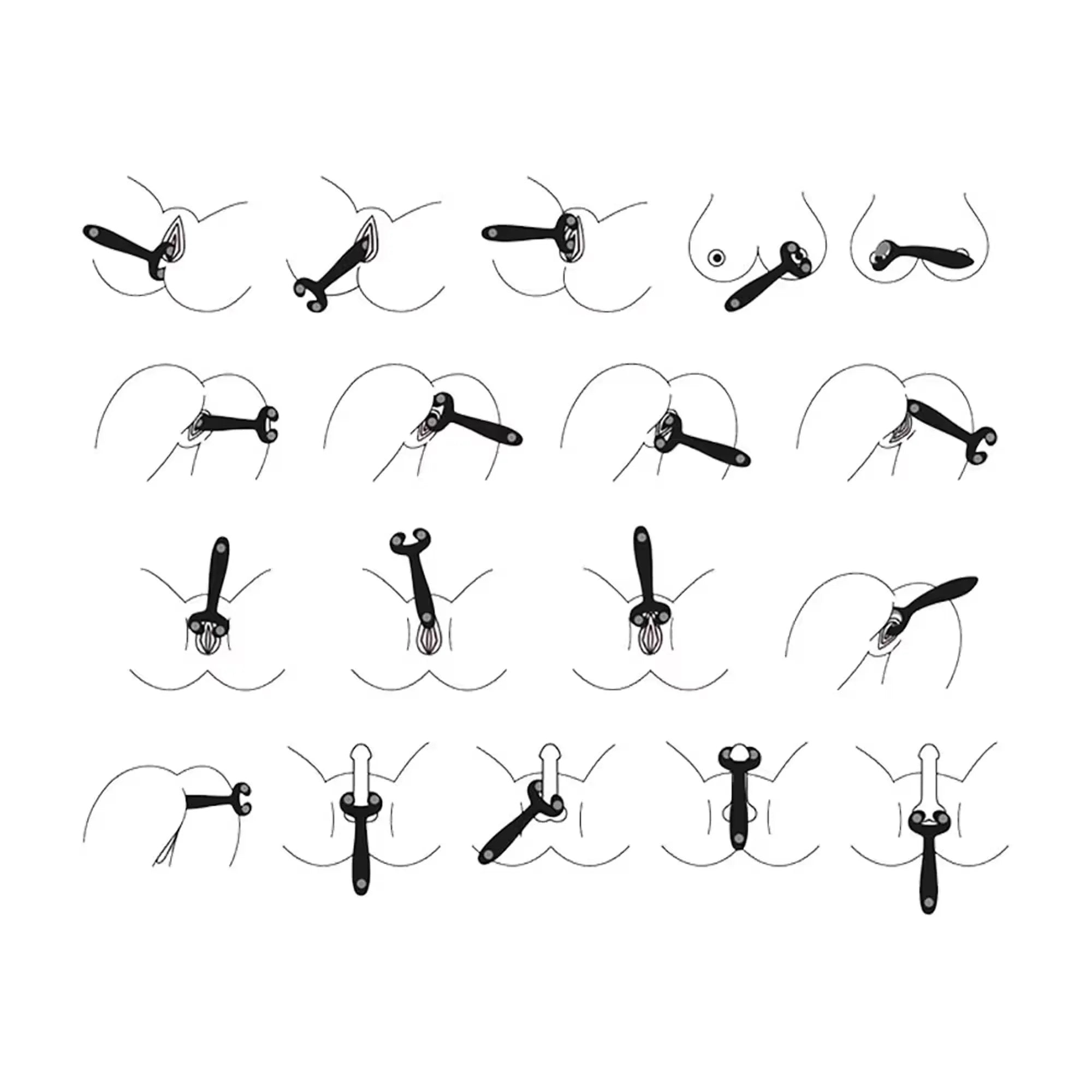 Illustration des différentes positions et utilisations du Please Me.