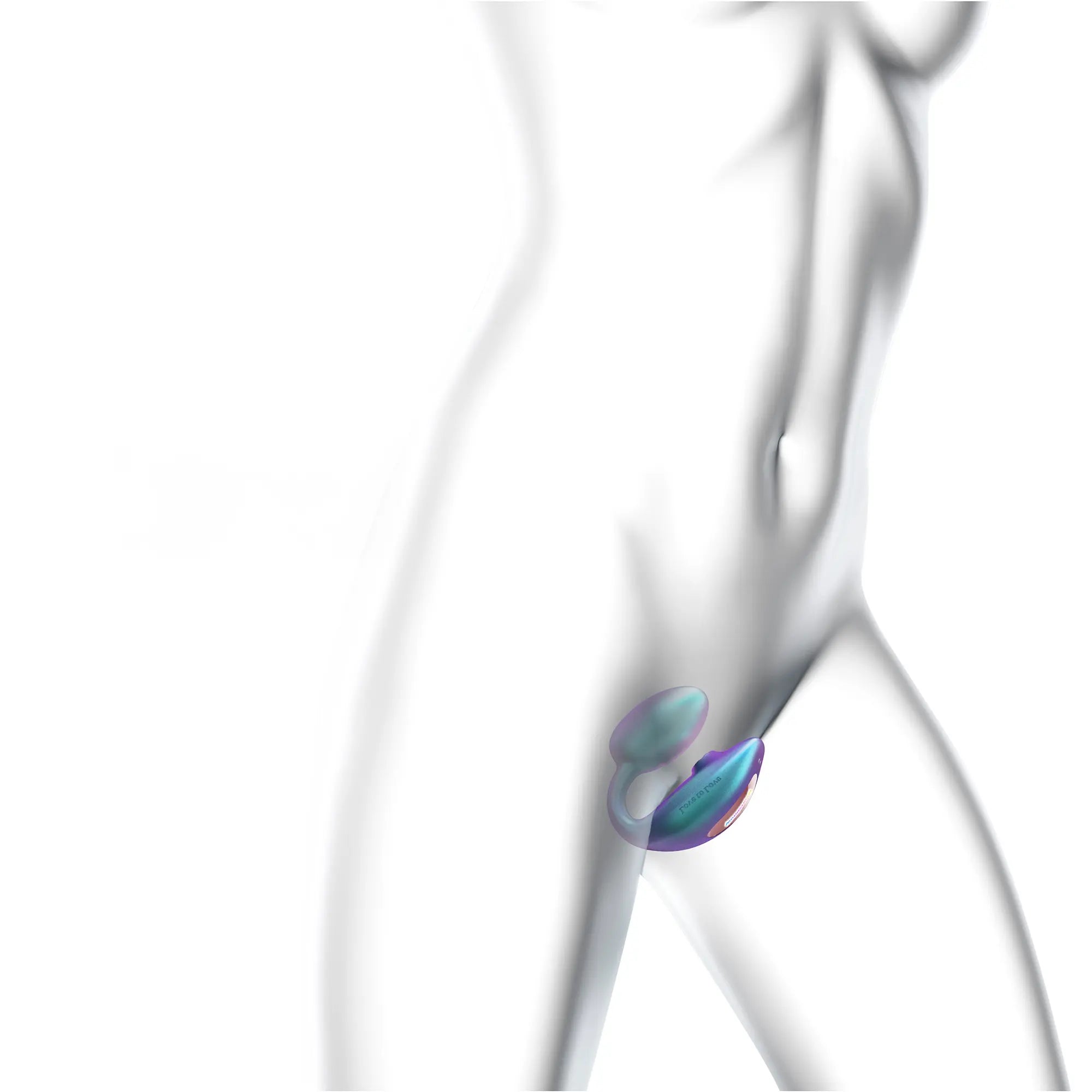 Schéma indiquant les dimensions (9,8 × Ø3,9 cm) du Wonderlover, un œuf vibrant double stimulation, inséré dans le vagin