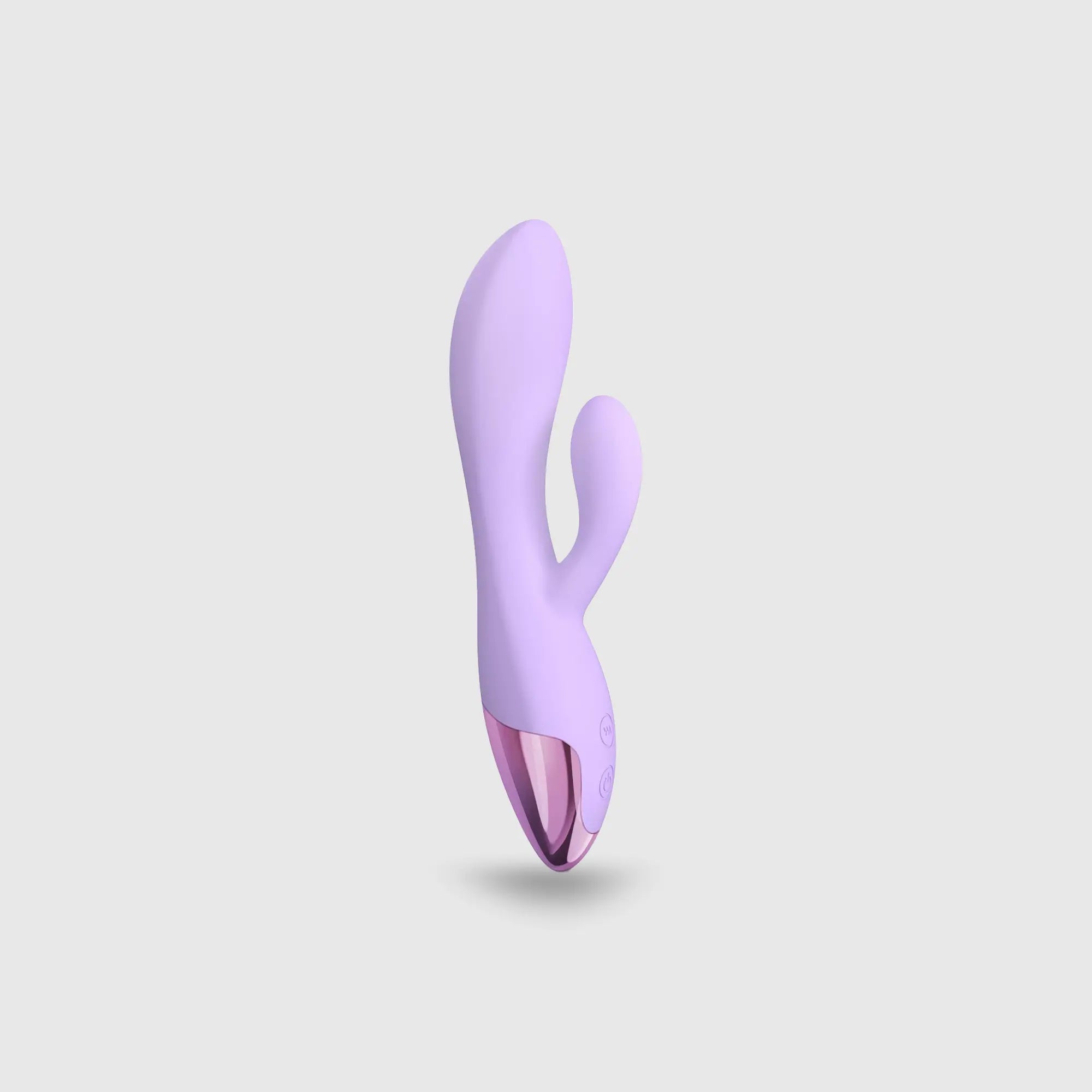 Vibromasseur rabbit flexible double stimulation Funky Bunny en silicone mauve avec finition dorée, offrant une stimulation simultanée du clitoris et du point G.