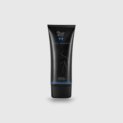 Crème chauffante de performance masculine Nuit Ardente, flacon et emballage
