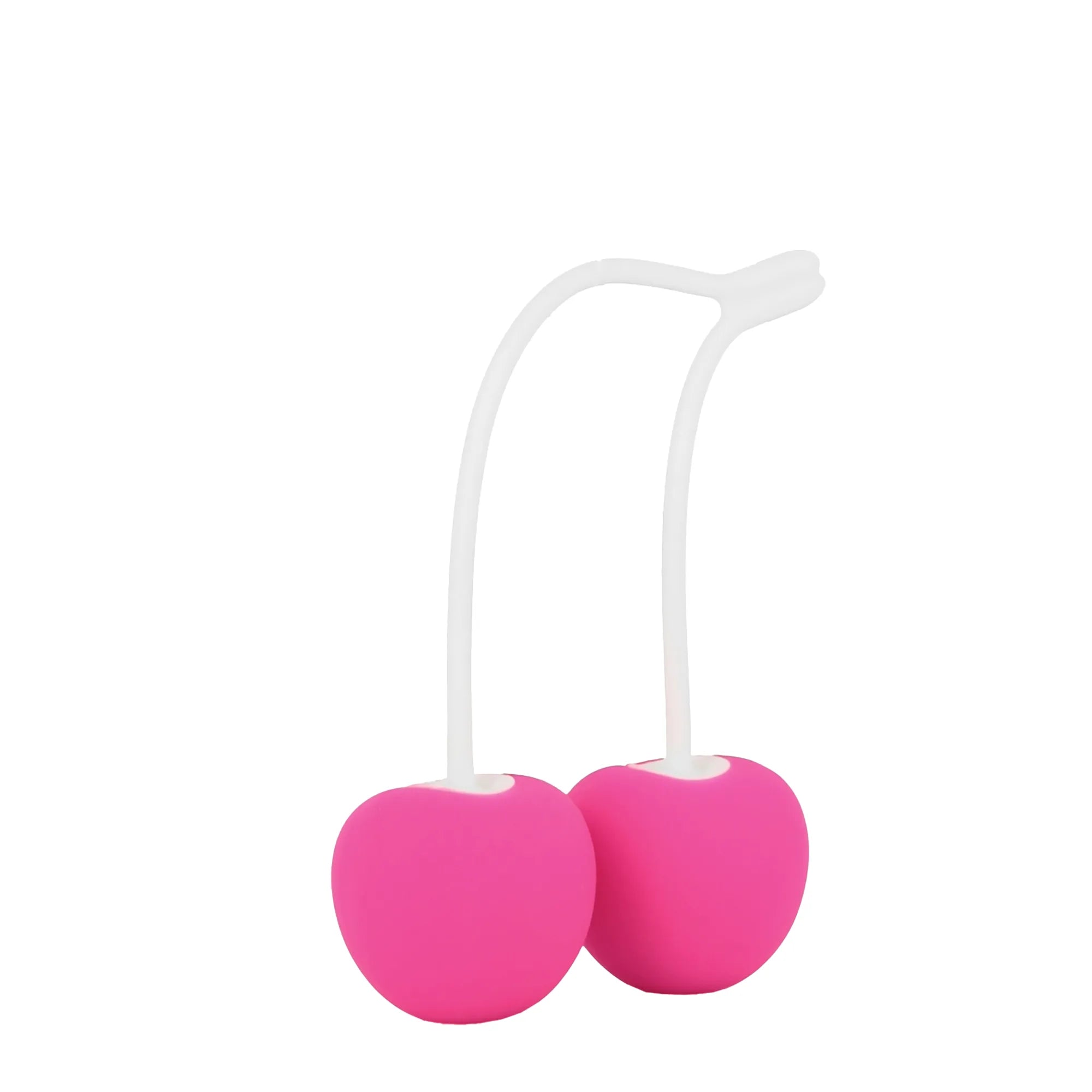 Boules de geisha Cherry Love en silicone rose avec cordon blanc