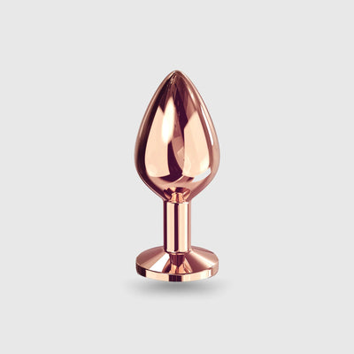 Plug anal métallique Diamond Plug en version rose gold, taille S, avec base scintillante