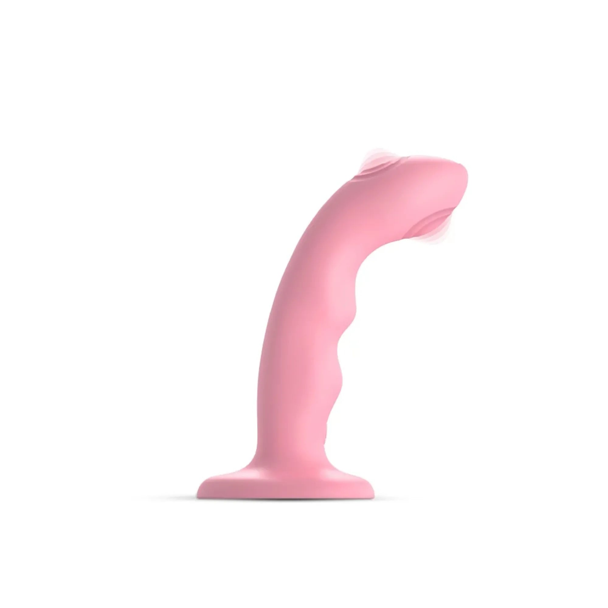 Dildo vibrant à double tapotement en silicone rose avec ventouse