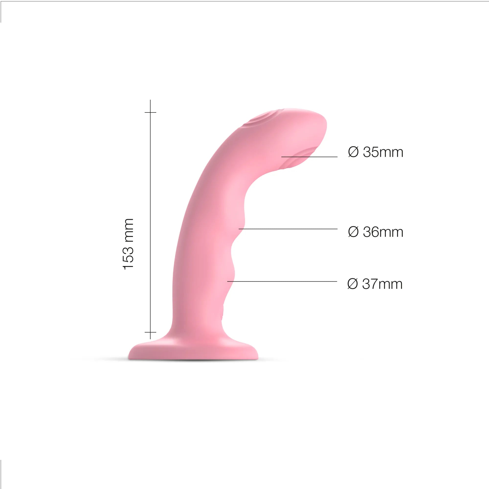 Schéma illustrant les dimensions du dildo vibrant rose