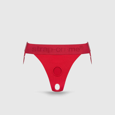 Harnais double pour strap-on en rouge – vue de face