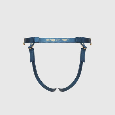 Dos du harnais simple en simili cuir bleu ajustable – Strap-On-Me