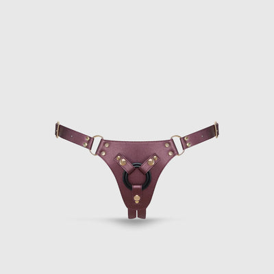 Harnais simple en simili cuir aubergine avec anneaux pour strap-on – Strap-On-Me