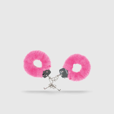 Menottes doublées fourrure roses avec clés – Accessoire de plaisir en couple.