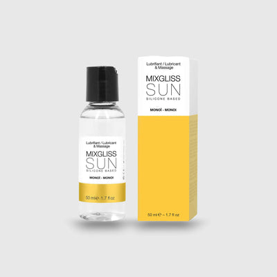 Gel lubrifiant silicone Mixgliss 50 mL – parfum monoï avec boîte jaune
