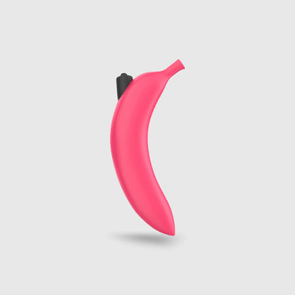 Version rose du vibromasseur OH OUI, rangé dans un harnais banane transparent pour un usage pratique