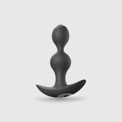  Plug anal vibrant Twinny Bud en silicone noir, vue de face