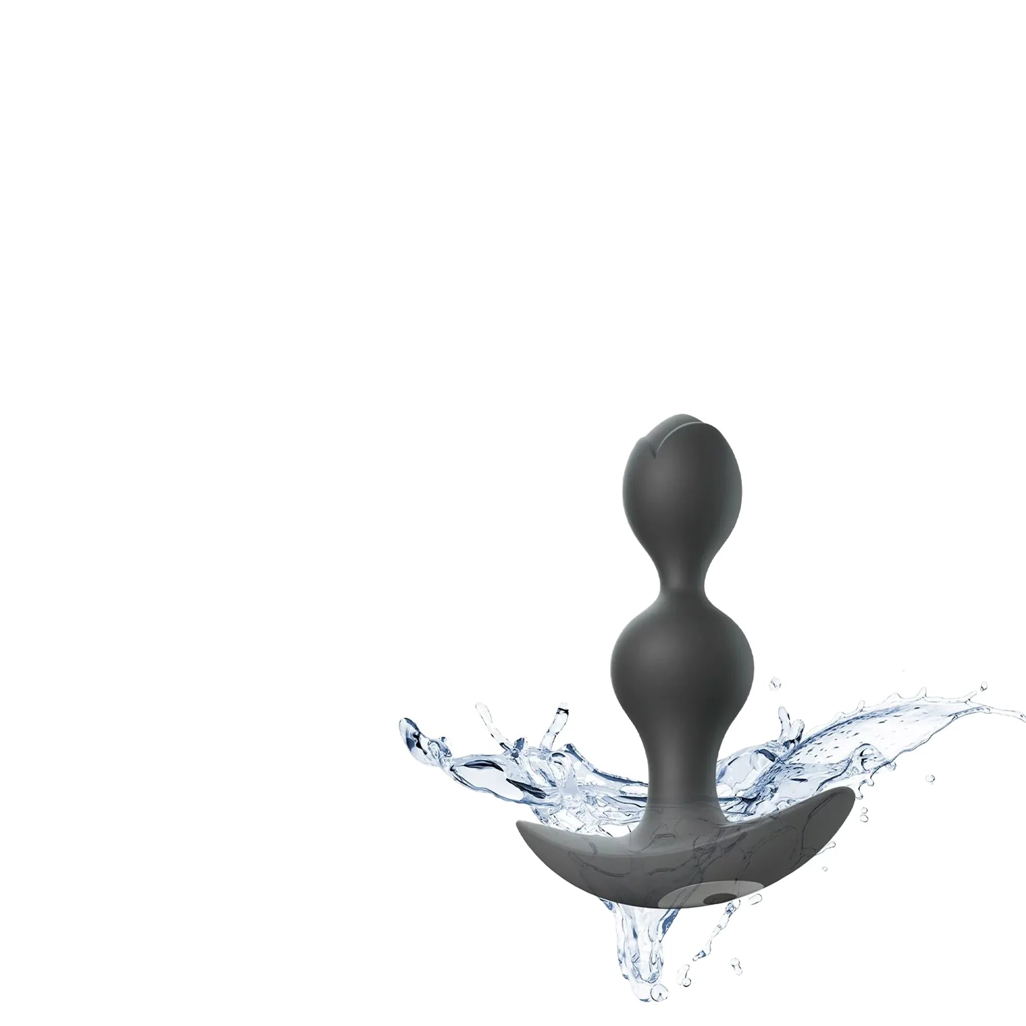 Plug anal vibrant Twinny Bud en silicone noir, étanche et waterproof, avec effet d’eau