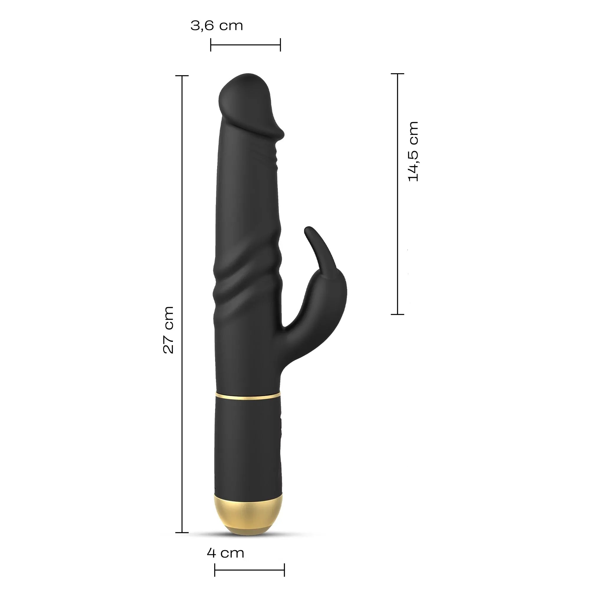 Dimensions du sextoy RABBIT FURIOUS RABBIT noir et or