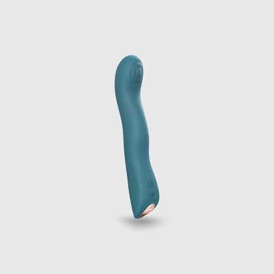 Vibromasseur double stimulation SWAP en coloris teal, illustrant sa courbe ergonomique