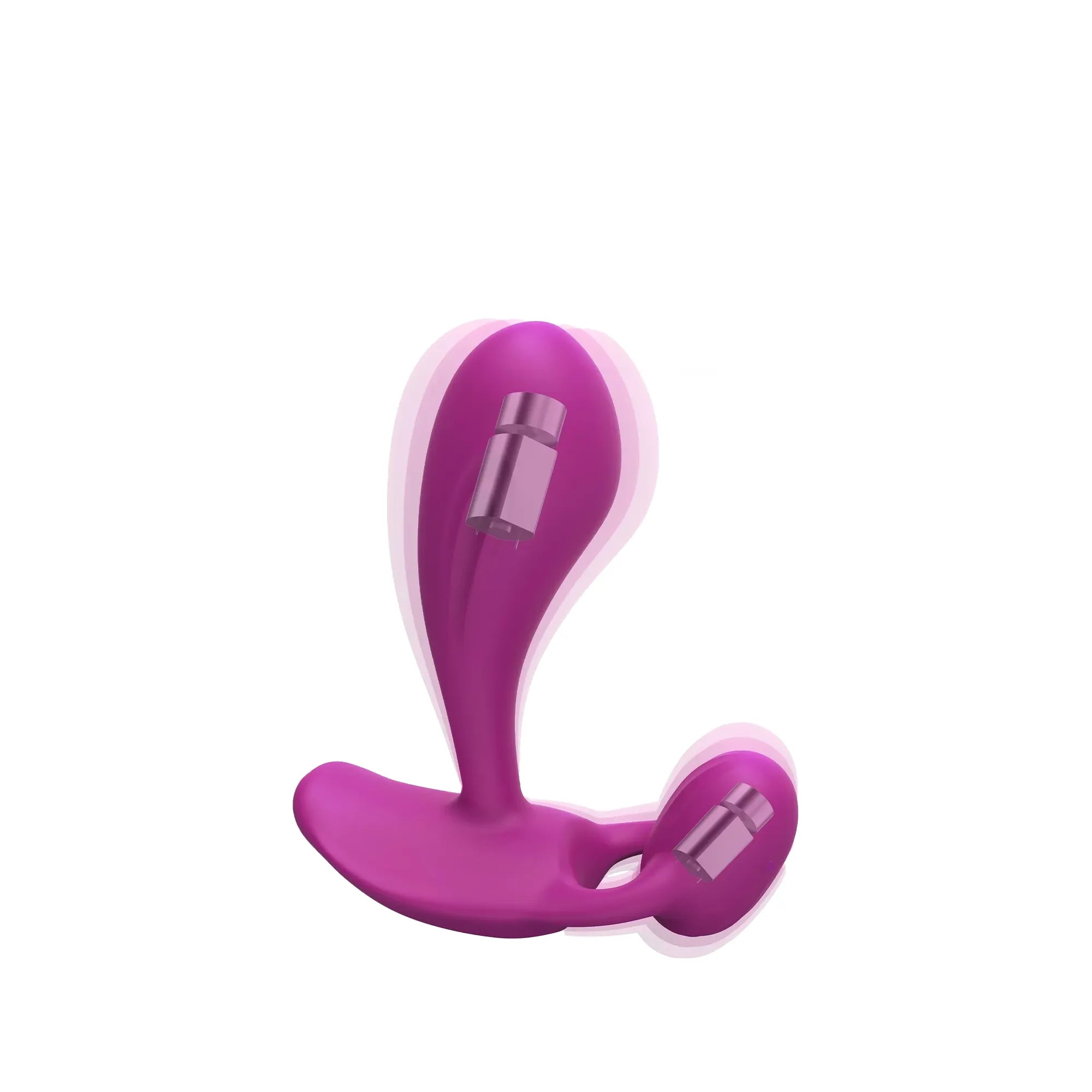 Vue interne du vibromasseur double stimulation WITTY, mettant en évidence ses moteurs vibrants puissants pour une stimulation du point G et du clitoris.