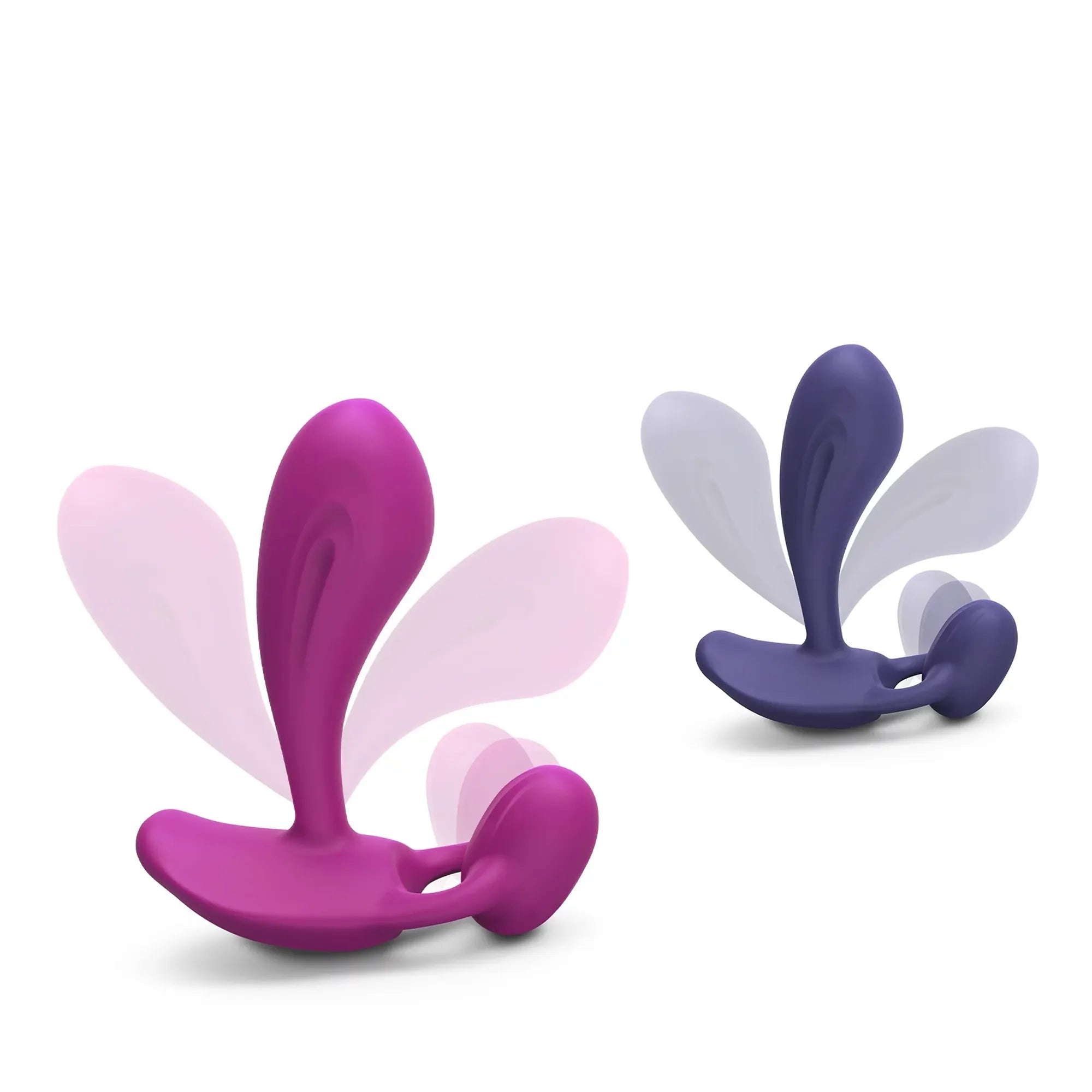 Le vibromasseur double stimulation WITTY en deux coloris, illustrant sa flexibilité et ses mouvements vibrants pour une stimulation optimale du point G et du clitoris.